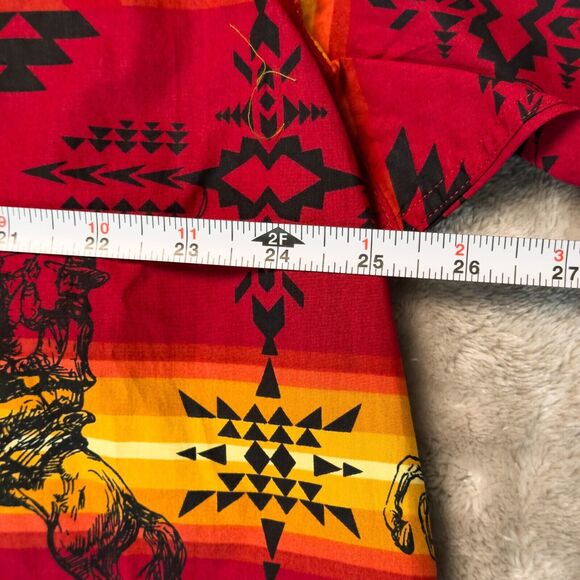 Ariat Western Aztec Red Black Cowboy Horses Rodeo Button Down Shirt Mens XXL - Picture 7 of 14